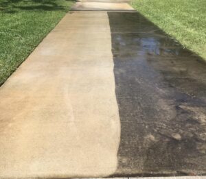 A side walk with before and after effect